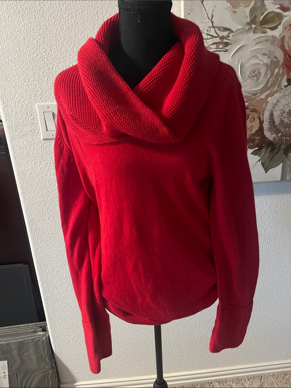 Calvin Klein women xlarge Red Women's Cowl Neck Sweater